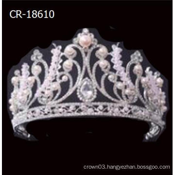 Silver Plated Pearl Beauty Women Crown Alloy Tiara